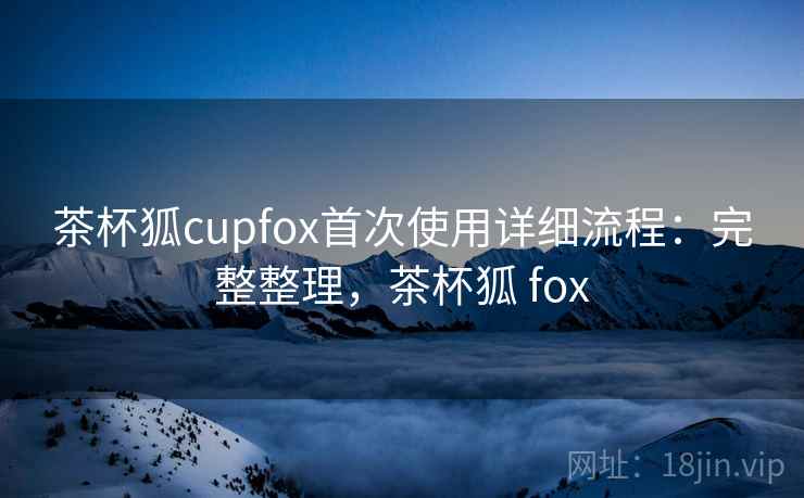 茶杯狐cupfox首次使用详细流程：完整整理，茶杯狐 fox